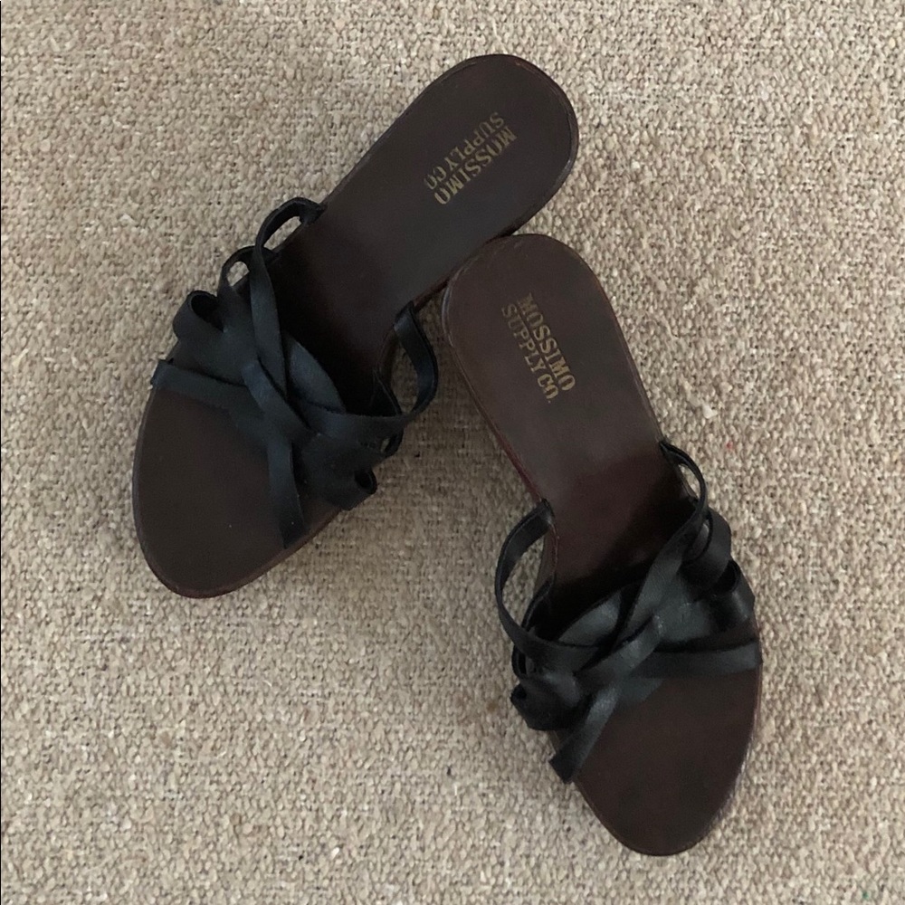 Mossimo Black Strappy Slip-on Wedges , Size 7